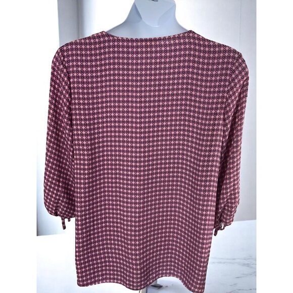 Como Blu Colorful Abstract Print Quarter Tie Cuff Sleeve V-Neck Blouse Top 1X - Picture 8 of 10